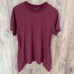 Jessica Simpson Linen Blend  Burgundy Dark Red Hanker Chief  Hem T Shirt Top XS